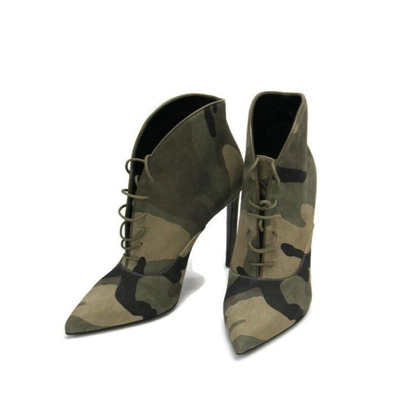 Saint Laurent Boots Pointed Toe CamO High Heel Ankle Booties Size 36 US 5 w BOX - Picture 2 of 12
